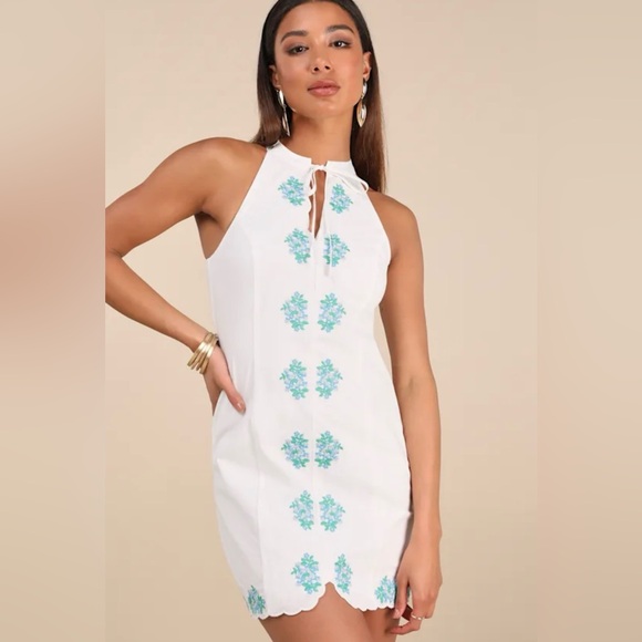 Lulus Dresses & Skirts - Lulus Jovelyn Floral Embroidered White Mini Dress S NWT